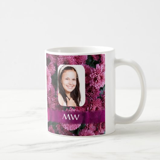 Rosa personalisiertes mit BlumenFoto Kaffeetasse (Rechts)
