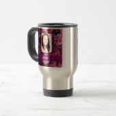Rosa personalisiertes mit BlumenFoto Reisebecher (Vorderseite Links)