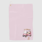 Rosa personalisiertes Monogramm-Design-Geschenk Golfhandtuch (Vorderseite)