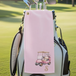 Rosa personalisiertes Monogramm-Design-Geschenk Golfhandtuch