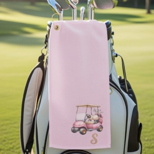 Rosa personalisiertes Monogramm-Design-Geschenk Golfhandtuch