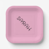 Rosa Personalisiertes Party Pappteller (Vorderseite)