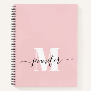 Rosa Personalisiertes Sketchbook Monogram Name Notizblock