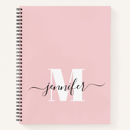 Rosa Personalisiertes Sketchbook Monogram Name Notizblock (Vorderseite)