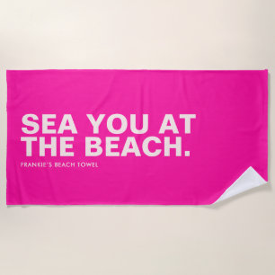 Rosa Personalisiertes Slogan Strandtuch