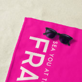 Rosa Personalisiertes Slogan Strandtuch (Beispiel)