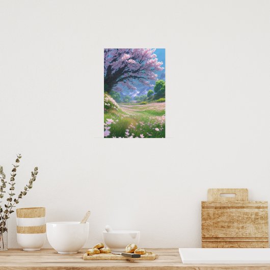 Rosa Petalen des Frühlings Poster (Küche)