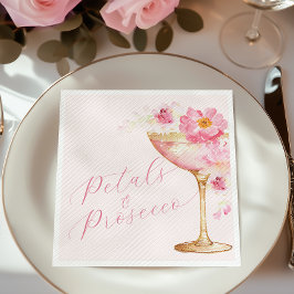 Rosa Petalen und Prosecco Brautparty Serviette