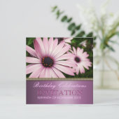 Rosa Petals Blume Geburtstagsparty Einladung (Stehend Vorderseite)