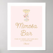 Rosa Petals und Prosecco Mimosa Bar Sign Poster (Vorne)