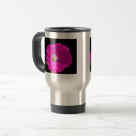Rosa Petunia-Blume Reisebecher (Vorderseite Links)