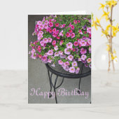 Rosa Petunien mit Blumen Karte (Gelbe Blume)