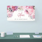 Rosa Pfannkuchen Geburtstagsparty Aquarell Banner (Messe)