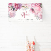 Rosa Pfannkuchen Geburtstagsparty Aquarell Banner (InSitu)
