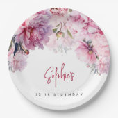 Rosa Pfannkuchen Geburtstagsparty Aquarell Pappteller (Vorderseite)