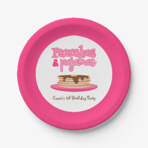 Rosa Pfannkuchen-und Pyjama-Geburtstags-Party Pappteller
