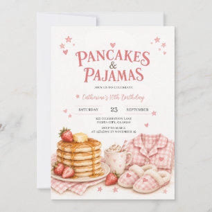Rosa Pfannkuchen und Pyjama Mädchen Geburtstag Einladung