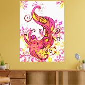 Rosa Pfau und Mandalase Leinwanddruck (Insitu (Wohnzimmer))