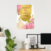 Rosa Pfauenlotus Indischer Begrüßungsschild Poster (Heimbüro)