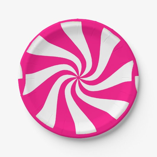 Rosa Pfefferminz-Süßigkeits-Wirbels-PapierTeller Pappteller (Vorderseite)