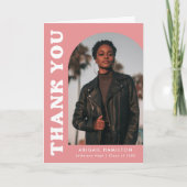 Rosa Pfeil 4 Foto Abschluss ausblenden Dankeskarte (Vorderseite)