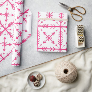 Rosa Pfeilmuster auf Weiß Geschenkpapier