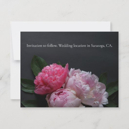 Rosa Pfennige auf dunklem Hintergrund Save The Date (Rückseite)