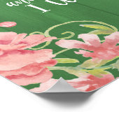 Rosa Pfennige grüne Typografie Zitat Hochzeitszeic Poster (Ecke)