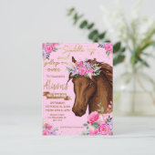 Rosa Pferd Geburtstagsparty Cowgirl Postkarte (Stehend Vorderseite)