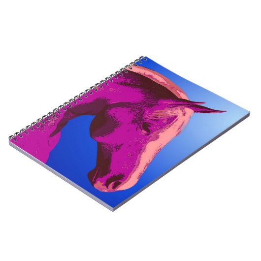 Rosa Pferd Head Abstrakte Tier Art Notebook Notizblock (Linke Seite)