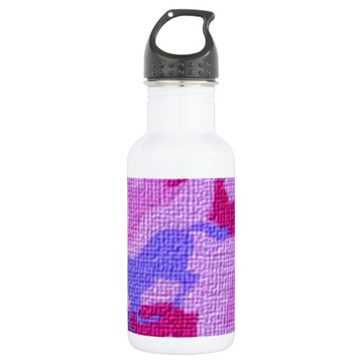 Rosa Pferde Leinwand Trinkflasche (Vorderseite)