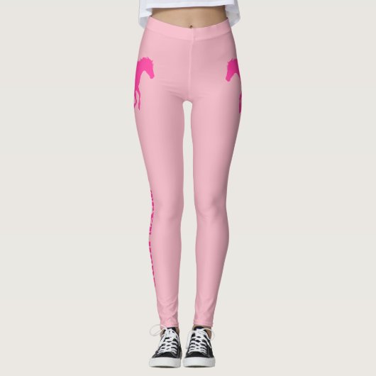 Rosa Pferde- oder Ponygewohnheitstext Leggings (Vorderseite)