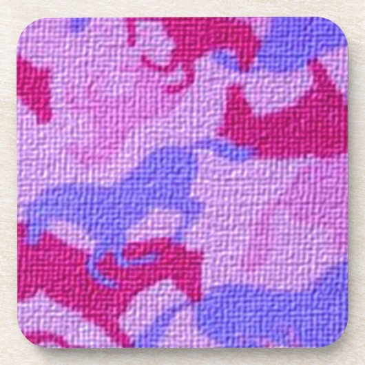 Rosa PferdeLeinwand Getränkeuntersetzer (Vorderseite)