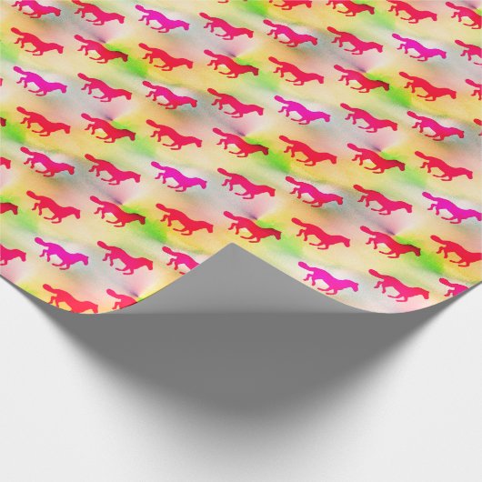 Rosa Pferdeliebhaber-laufendes Pony-Reiterfohlen Geschenkpapier (Ecke)