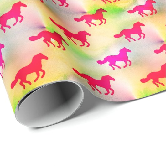 Rosa Pferdeliebhaber-laufendes Pony-Reiterfohlen Geschenkpapier (Rolleneckpunkt)