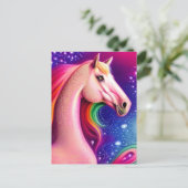 Rosa Pferdepostkarte Postkarte (Stehend Vorderseite)