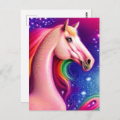Rosa Pferdepostkarte Postkarte (Vorne/Hinten)