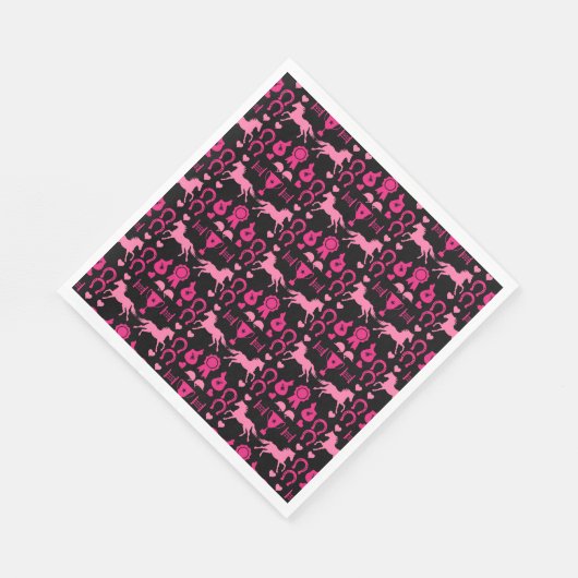 Rosa Pferdereiten Serviette (Ecke)