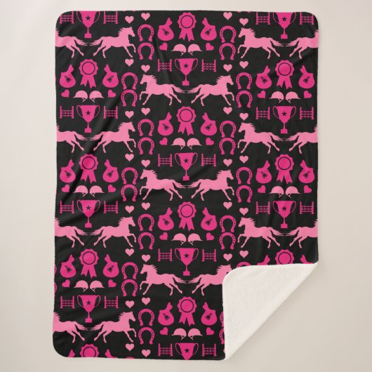 Rosa Pferdereiten Sherpadecke (Vorderseite)