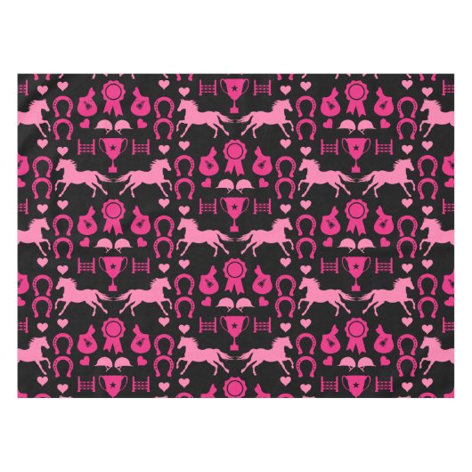 Rosa Pferdereiten Tischdecke (Vorderseite (Horizontal))