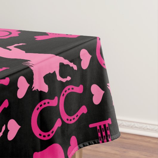 Rosa Pferdereiten Tischdecke (Beispiel)