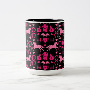 Rosa Pferdereiten Zweifarbige Tasse