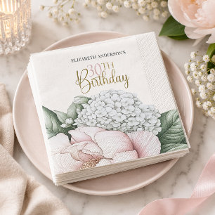 Rosa Pfingstrose Floral 30. Geburtstag Serviette