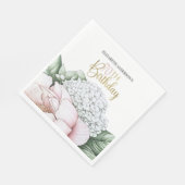 Rosa Pfingstrose Floral 70. Geburtstag Serviette (Ecke)
