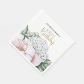 Rosa Pfingstrose Floral 99. Geburtstag Serviette (Ecke)