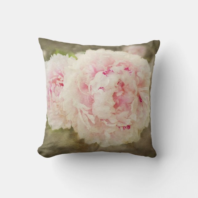 Rosa Pfingstrose mit Blumen Kissen (Vorderseite)