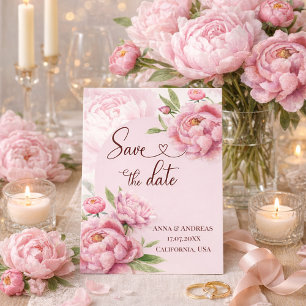 Rosa Pfingstrose Save-the-Date-Karte Einladung