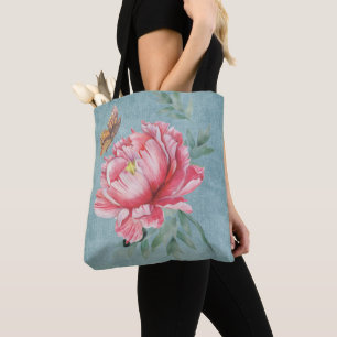 Rosa Pfingstrose- und Schmetterling-Tasche Tasche