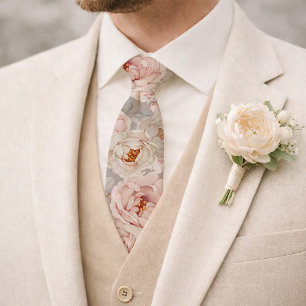 Rosa Pfingstrose Wasserfarben Florale Hochzeit Krawatte