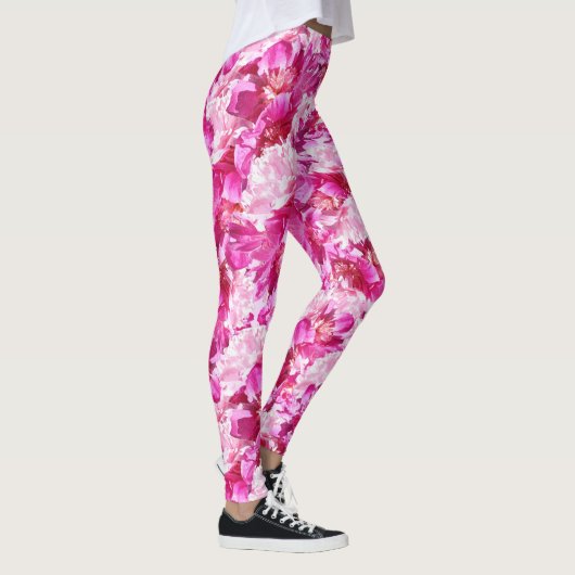 Rosa Pfingstrosen-abstrakte Yoga-mit Blumenhose Leggings (Rechts)